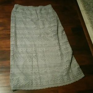EUC Sahalie maxi grey lace skirt